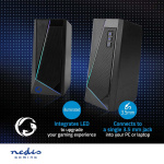Nedis Gaming Speaker | Speaker channels: 2.0 | USB Powered | 3.5 mm Male | 18 W | LED | Volume control