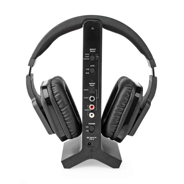 Nedis Wireless TV Headphones | Wi-Fi | Over-Ear | Battery play time: 8 hrs | 25 m | Digital Audio | Charging dock | Black