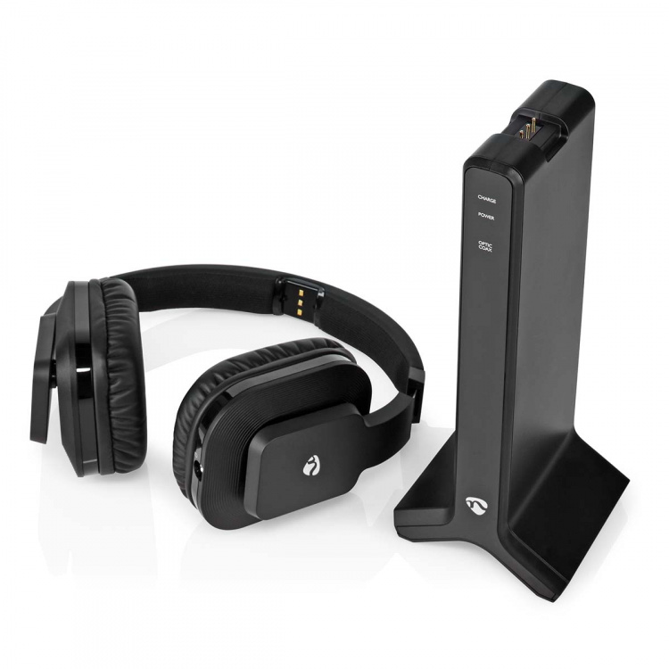 Nedis Wireless TV Headphones | Wi-Fi | Over-Ear | Battery play time: 8 hrs | 25 m | Digital Audio | Charging dock | Black