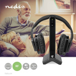 Nedis Wireless TV Headphones | Wi-Fi | Over-Ear | Battery play time: 8 hrs | 25 m | Digital Audio | Charging dock | Black