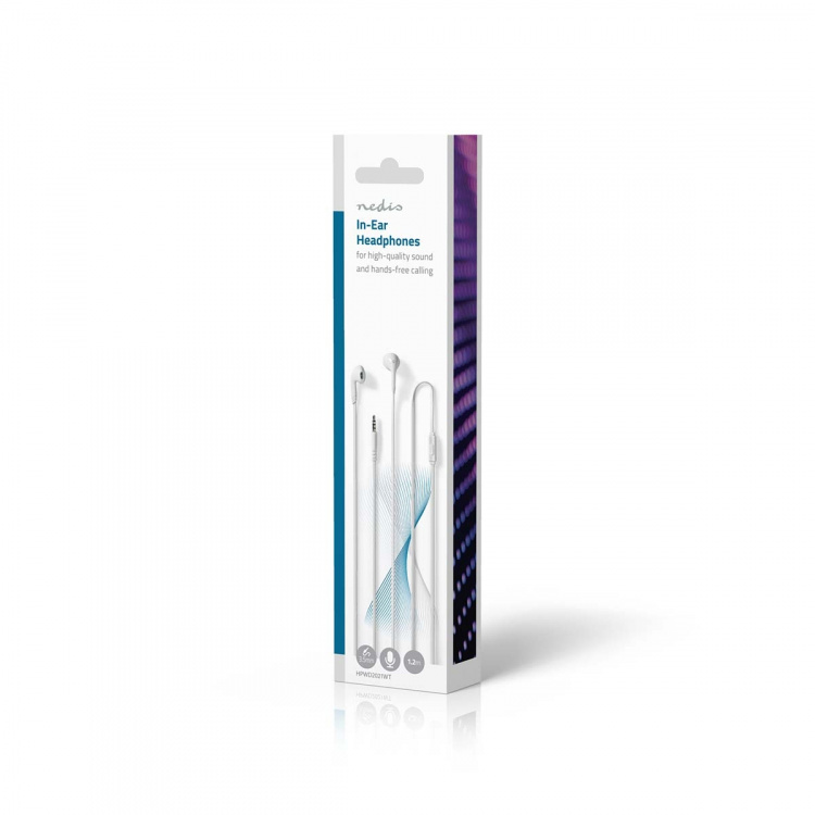 Nedis Wired Earphones | 3.5 mm | Cable length: 1.20 m | Built-in microphone | Volume control | White
