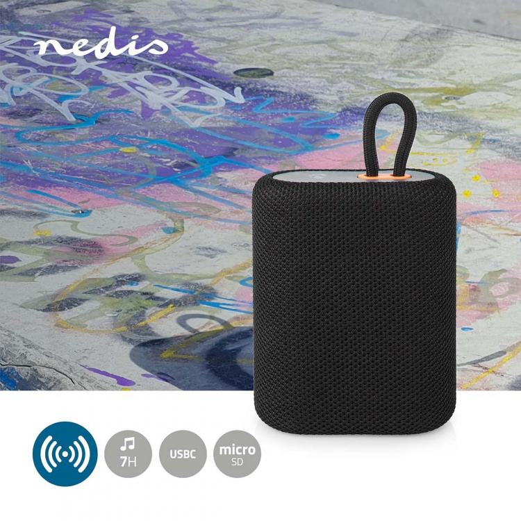 Nedis Bluetooth® Speaker | Battery play time: 7 hrs | Handheld Design | 7 W | Mono | Built-in microphone | Linkable | Black