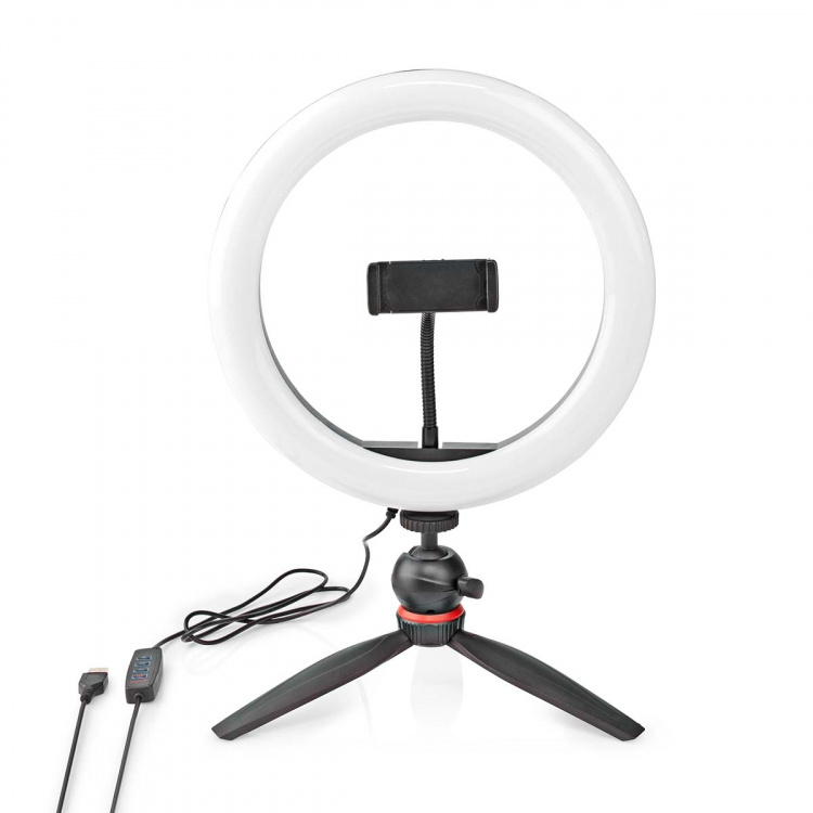 Nedis Light Stand | Ring light 10 inch | 120 LED\'s | Tripod | 2 kg | 20 cm | Black