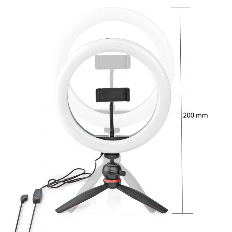 Nedis Light Stand | Ring light 10 inch | 120 LED\'s | Tripod | 2 kg | 20 cm | Black Nedis Light Stand | Ring light 10 inch | 120 LED\'s | Tripod | 2 kg | 20 cm | Black
