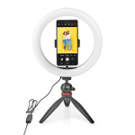 Nedis Light Stand | Ring light 10 inch | 120 LED\'s | Tripod | 2 kg | 20 cm | Black