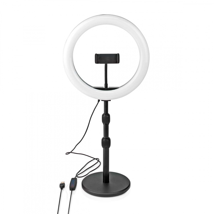 Nedis Light Stand | Ring light 10 inch | 120 LED\'s | Base Plate | 2 kg | 40.5 cm | Black Nedis Light Stand | Ring light 10 inch | 120 LED\'s | Base Plate | 2 kg | 40.5 cm | Black