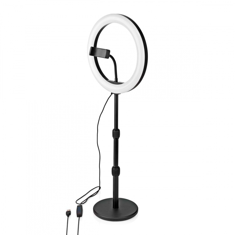 Nedis Light Stand | Ring light 10 inch | 120 LED\'s | Base Plate | 2 kg | 40.5 cm | Black Nedis Light Stand | Ring light 10 inch | 120 LED\'s | Base Plate | 2 kg | 40.5 cm | Black