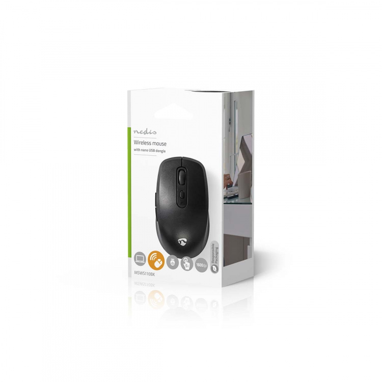 Nedis Mouse | Wireless | 800 / 1200 / 1600 dpi | Adjustable DPI | Number of buttons: 6 | Right-Handed