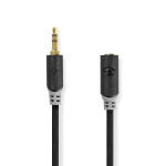 Nedis Stereo Audio Cable | 3.5 mm Male | 3.5 mm Female | Gold Plated | 2.00 m | Round | Anthracite | Box