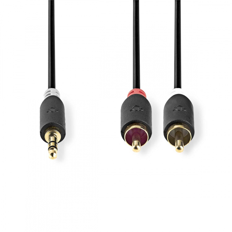 Nedis Stereo Audio Cable | 3.5 mm Male | 2x RCA Male | Gold Plated | 0.50 m | Round | Anthracite | Box