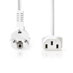 Nedis Power Cable | Plug with earth contact male | IEC-320-C13 | Angled | Straight | Nickel Plated | 10.0 m | Round | PVC | White | Box