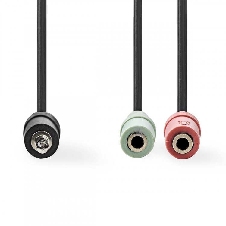 Nedis Stereo Audio Cable | 3.5 mm Male | 2x 3.5 mm Female | Nickel Plated | 0.20 m | Round | Black | Envelope