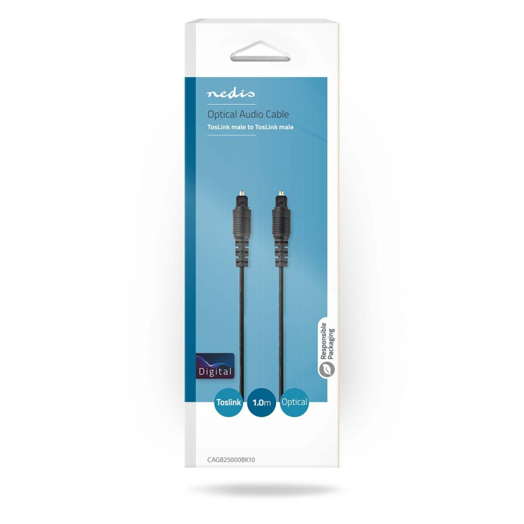 Nedis Optical Audio Cable | TosLink Male | TosLink Male | 1.00 m | Round | PVC | Black | Box