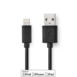 Nedis Lightning Cable | USB 2.0 | Apple Lightning 8-Pin | USB-A Male | 480 Mbps | Nickel Plated | 1.00 m | Round | PVC | Black | Box