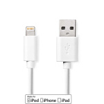Nedis Lightning Cable | USB 2.0 | Apple Lightning 8-Pin | USB-A Male | 480 Mbps | Nickel Plated | 1.00 m | Round | PVC | White | Box Nedis Lightning Cable | USB 2.0 | Apple Lightning 8-Pin | USB-A Male | 480 Mbps | Nickel Plated | 1.00 m | Round | PVC | White | Box