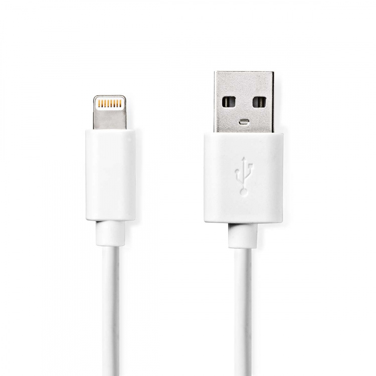 Nedis Lightning Cable | USB 2.0 | Apple Lightning 8-Pin | USB-A Male | 480 Mbps | Nickel Plated | 3.00 m | Round | PVC | White | Box