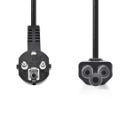 Nedis Power Cable | Plug with earth contact male | IEC-320-C5 | Angled | Straight | Nickel Plated | 2.00 m | Round | PVC | Black | Box