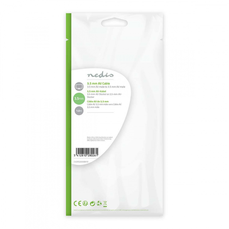 Nedis Audio Video Cable | 3.5 mm Male | 3.5 mm Male | Nickel Plated | 1.00 m | Round | PVC | Black