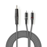 Nedis Stereo Audio Cable | 3.5 mm Male | 2x RCA Male | Nickel Plated | 1.50 m | Round | Dark Grey | Carton Sleeve Nedis Stereo Audio Cable | 3.5 mm Male | 2x RCA Male | Nickel Plated | 1.50 m | Round | Dark Grey | Carton Sleeve