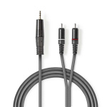 Nedis Stereo Audio Cable | 3.5 mm Male | 2x RCA Male | Nickel Plated | 3.00 m | Round | Dark Grey | Carton Sleeve