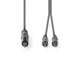 Nedis Stereo Audio Cable | 3.5 mm Male | 2x RCA Male | Nickel Plated | 3.00 m | Round | Dark Grey | Carton Sleeve