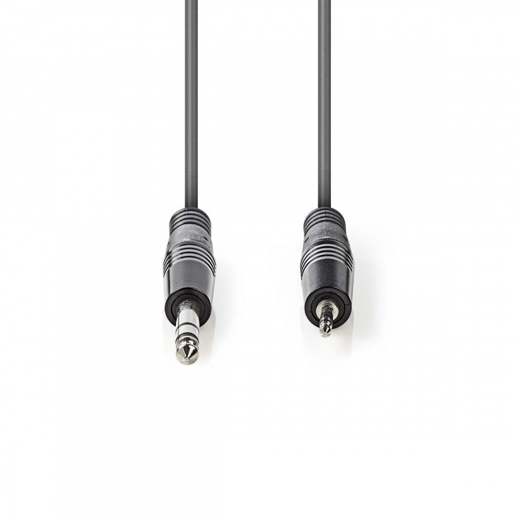 Nedis Stereo Audio Cable | 6.35 mm Male | 3.5 mm Male | Nickel Plated | 3.00 m | Round | Dark Grey | Carton Sleeve