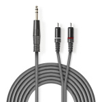 Nedis Stereo Audio Cable | 6.35 mm Male | 2x RCA Male | Nickel Plated | 1.50 m | Round | Dark Grey | Carton Sleeve Nedis Stereo Audio Cable | 6.35 mm Male | 2x RCA Male | Nickel Plated | 1.50 m | Round | Dark Grey | Carton Sleeve