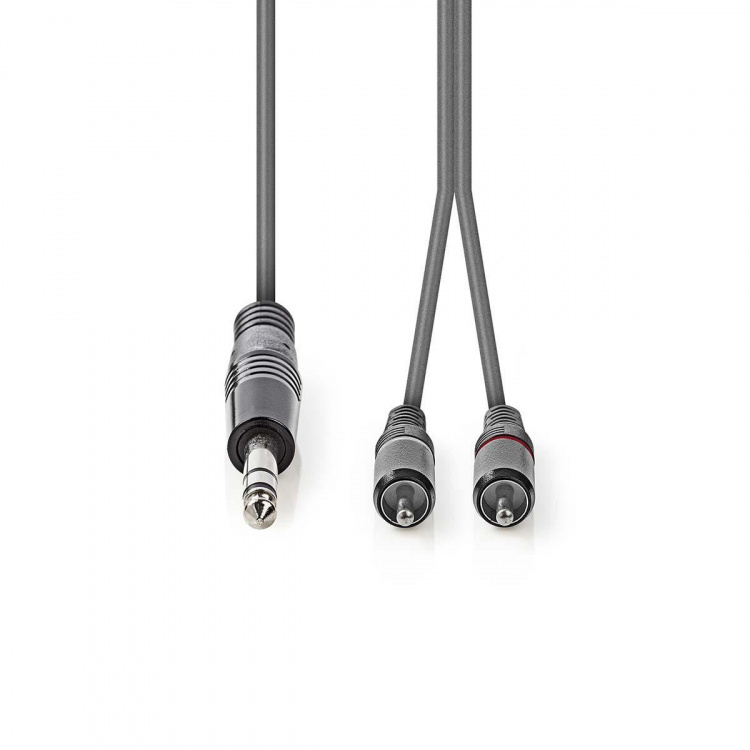 Nedis Stereo Audio Cable | 6.35 mm Male | 2x RCA Male | Nickel Plated | 1.50 m | Round | Dark Grey | Carton Sleeve Nedis Stereo Audio Cable | 6.35 mm Male | 2x RCA Male | Nickel Plated | 1.50 m | Round | Dark Grey | Carton Sleeve