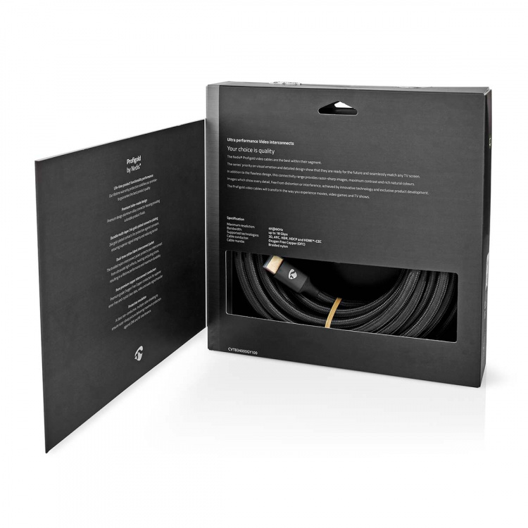 Nedis High Speed HDMI™ Cable with Ethernet | HDMI™ Connector | HDMI™ Connector | 4K@60Hz | ARC | 18 Gbps | 10.0 m | Round | Cotton | Gun Metal Grey | Cover Window Box Nedis High Speed HDMI™ Cable with Ethernet | HDMI™ Connector | HDMI™ Connector | 4K@60Hz | ARC | 18 Gbps | 10.0 m | Round | Cotton | Gun Metal Grey | Cover Window Box