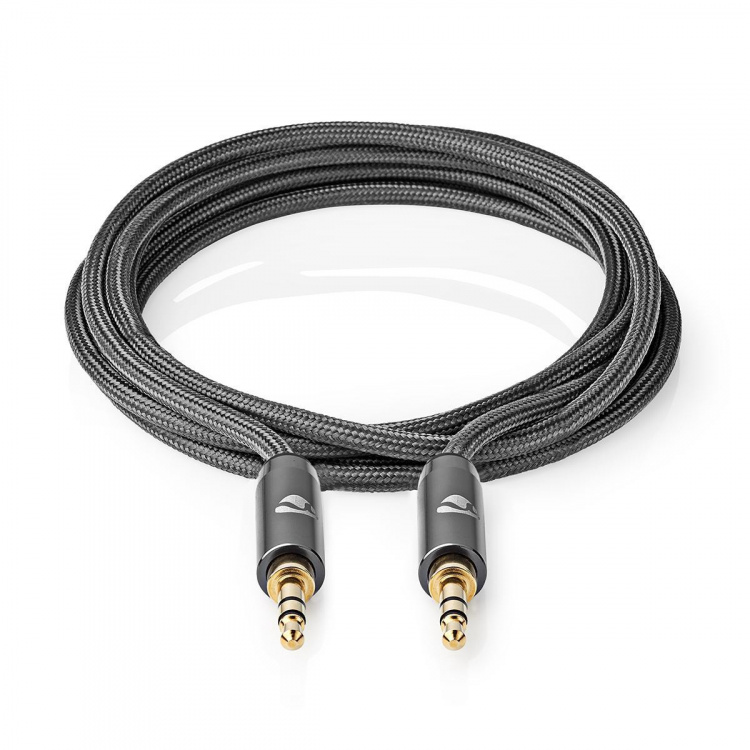 Nedis Stereo Audio Cable | 3.5 mm Male | 3.5 mm Male | Gold Plated | 2.00 m | Round | Grey / Gun Metal Grey | Cover Window Box Nedis Stereo Audio Cable | 3.5 mm Male | 3.5 mm Male | Gold Plated | 2.00 m | Round | Grey / Gun Metal Grey | Cover Window Box