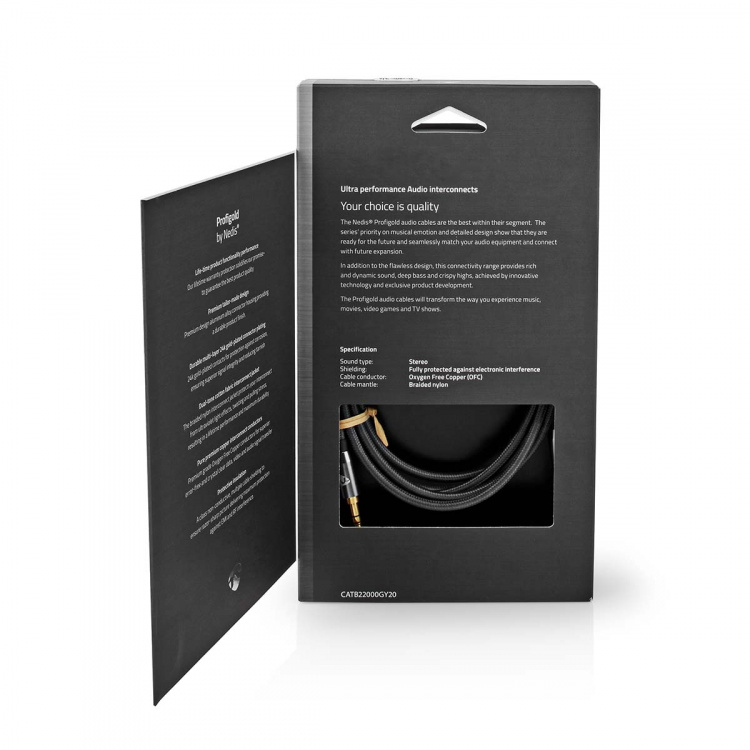 Nedis Stereo Audio Cable | 3.5 mm Male | 3.5 mm Male | Gold Plated | 2.00 m | Round | Grey / Gun Metal Grey | Cover Window Box Nedis Stereo Audio Cable | 3.5 mm Male | 3.5 mm Male | Gold Plated | 2.00 m | Round | Grey / Gun Metal Grey | Cover Window Box