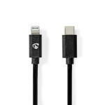 Nedis Lightning Cable | USB 2.0 | Apple Lightning 8-Pin | USB-C™ Male | 480 Mbps | Nickel Plated | 2.00 m | Round | PVC | Black | Envelope