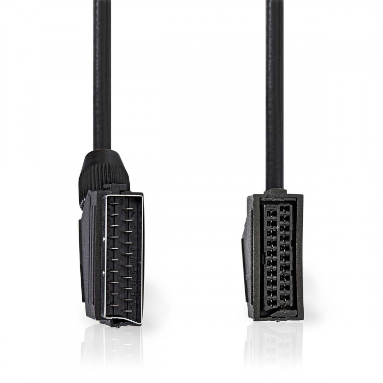 Nedis SCART Cable | SCART Male | SCART Female | Nickel Plated | 480p | 2.00 m | Round | PVC | Black | Envelope