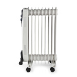 Nedis Mobile Oil Radiator | 800 / 1200 / 2000 W | 9 Fins | Adjustable thermostat | 3 Heat Settings | Fall over protection | White