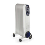 Nedis Mobile Oil Radiator | 800 / 1200 / 2000 W | 9 Fins | Adjustable thermostat | 3 Heat Settings | Fall over protection | White