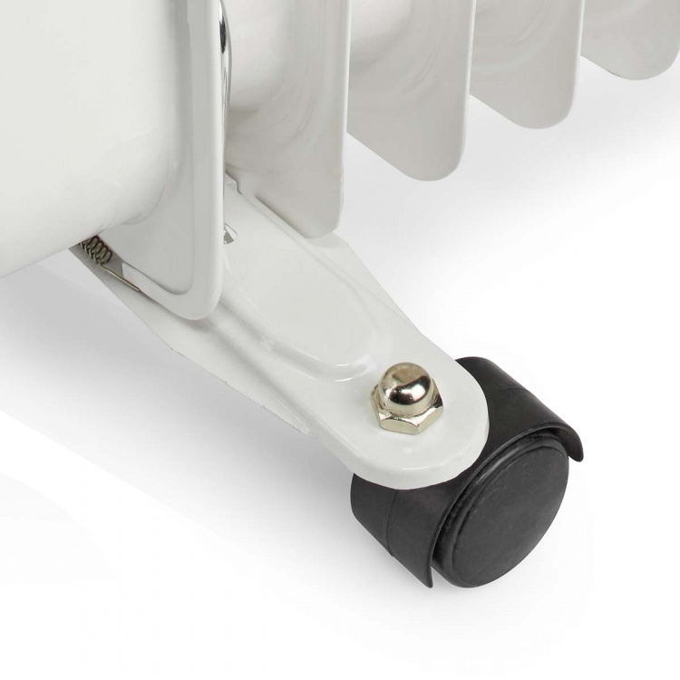 Nedis Mobile Oil Radiator | 800 / 1200 / 2000 W | 9 Fins | Adjustable thermostat | 3 Heat Settings | Fall over protection | White