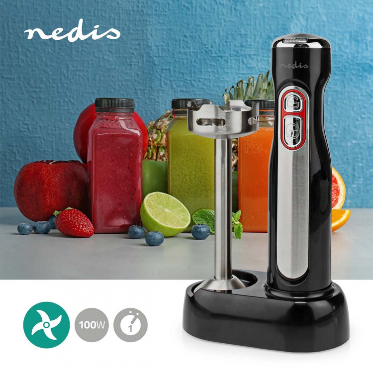 Nedis Hand Blender | 100 W | Speed settings: 1-Speed Setting | Black / Silver