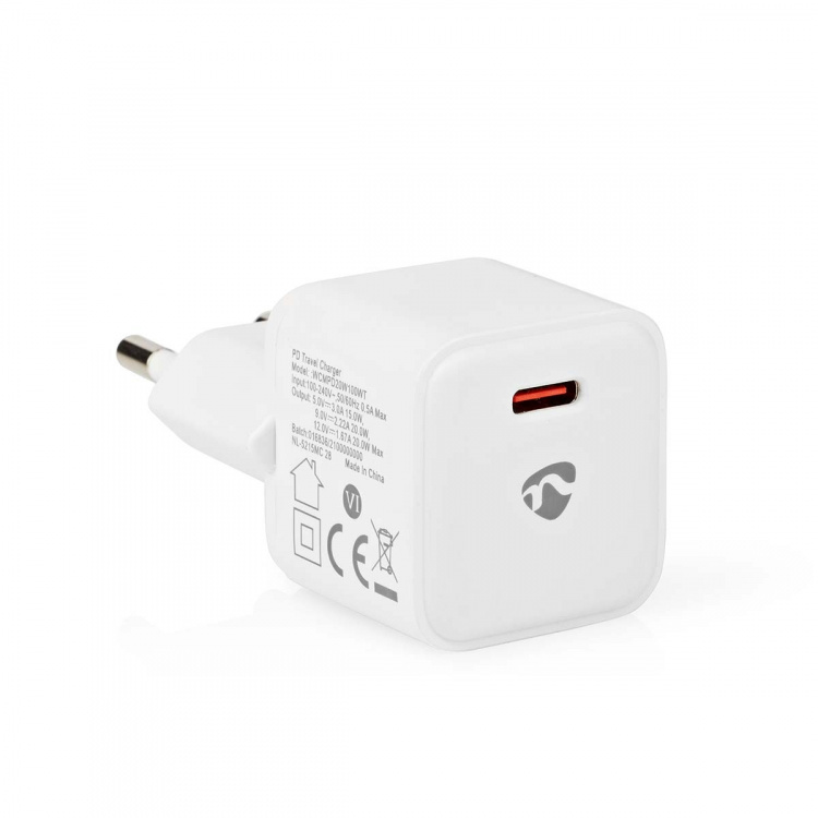 Nedis Wall Charger | PD3.0 20W | Quick charge feature | 1.67 / 2.22 / 3.0 A | Number of outputs: 1 | USB-C™ | Automatic Voltage Selection | White