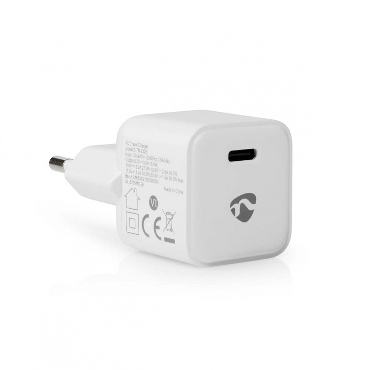 Nedis Wall Charger | PD3.0 30W | Quick charge feature | 1.5 / 2.0 / 2.5 / 3.0 A | Number of outputs: 1 | USB-C™ | Automatic Voltage Selection | White