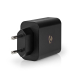 Nedis Wall Charger | Quick charge feature | 2.0 / 2.25 / 3.25 A | Number of outputs: 2 | USB-A / USB-C™ | Automatic Voltage Selection | Black