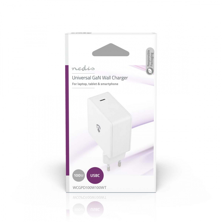 Nedis Wall Charger | Quick charge feature | 3.0 / 5.0 A | Number of outputs: 1 | USB-C™ | Automatic Voltage Selection | White