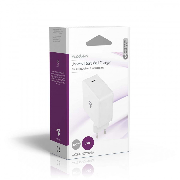 Nedis Wall Charger | Quick charge feature | 3.0 / 5.0 A | Number of outputs: 1 | USB-C™ | Automatic Voltage Selection | White