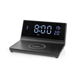 Nedis Alarm clock with wireless charging | Qi certified | 5 / 7.5 / 10 / 15 W | USB-A Male | 2 Alarm Times | Snooze function