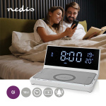 Nedis Alarm clock with wireless charging | Qi certified | 5 / 7.5 / 10 / 15 W | USB-A Male | 2 Alarm Times | Snooze function