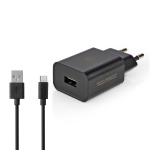 Nedis Wall Charger | 1.0 A | Number of outputs: 1 | USB-A | Micro USB (Loose) Cable | 1.00 m | Single Voltage Output | Black