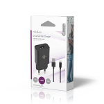 Nedis Wall Charger | 1.0 A | Number of outputs: 1 | USB-A | Micro USB (Loose) Cable | 1.00 m | Single Voltage Output | Black