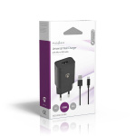 Nedis Wall Charger | 1.0 A | Number of outputs: 1 | USB-A | Micro USB (Loose) Cable | 1.00 m | Single Voltage Output | Black
