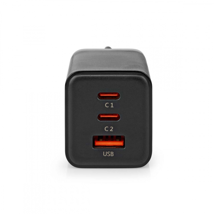 Nedis Wall Charger | PD3.0 18W / PD3.0 20W / PD3.0 27W / PD3.0 36W / PD3.0 45W / PD3.0 60W / PD3.0 65W / QC3.0 | Quick charge feature | 3.0 / 3.25 A | Number of outputs: 3 | USB-A / 2x USB-C™ | Automatic Voltage Selection | Black