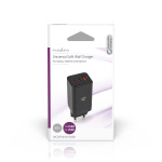 Nedis Wall Charger | PD3.0 18W / PD3.0 20W / PD3.0 27W / PD3.0 36W / PD3.0 45W / PD3.0 60W / PD3.0 65W / QC3.0 | Quick charge feature | 3.0 / 3.25 A | Number of outputs: 3 | USB-A / 2x USB-C™ | Automatic Voltage Selection | Black