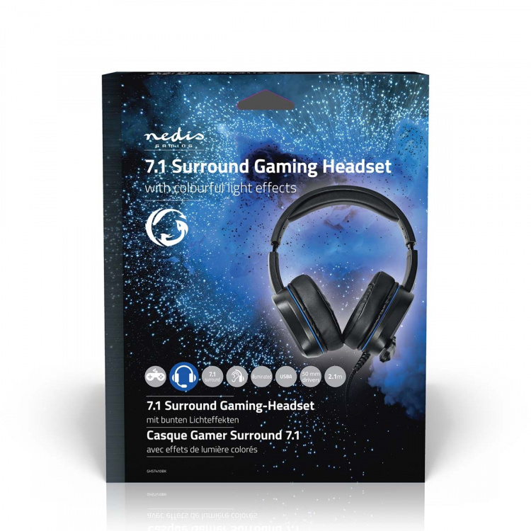 Nedis Gaming Headset | Over-Ear | Surround | USB Type-A | Fold-Away Microphone | 2.10 m | LED